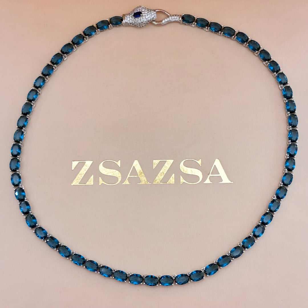 Snake navy blue zircone set
