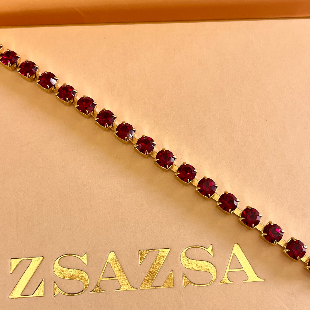 Dark red Swarovski crystals bracelet