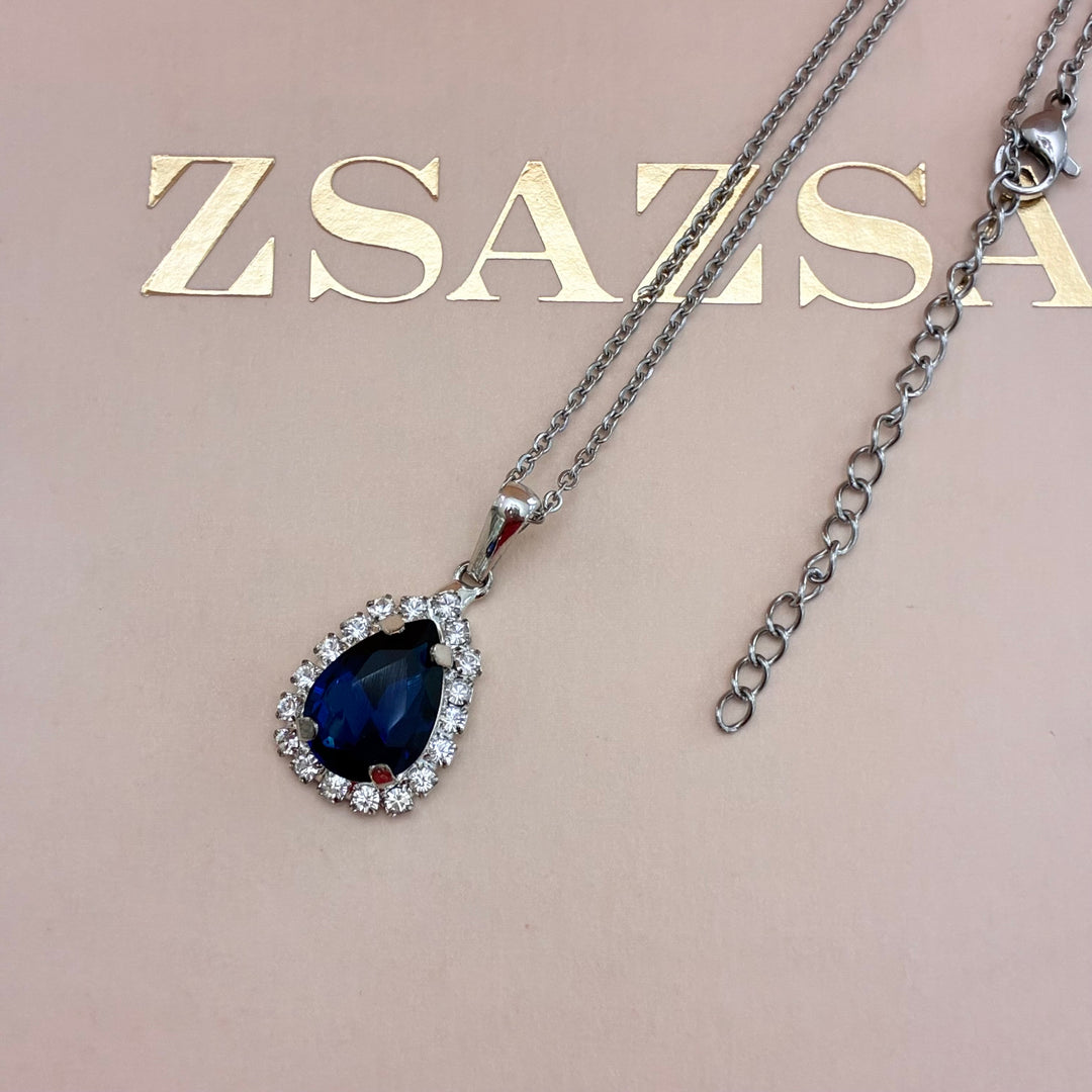 Navy blue Teardrop Preciosa crystals set