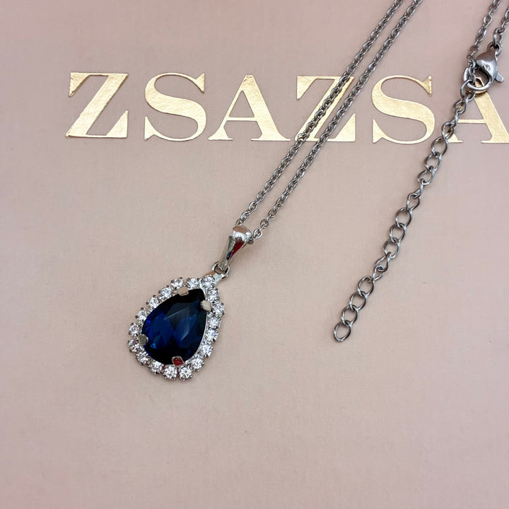 Navy blue Teardrop Preciosa crystals set