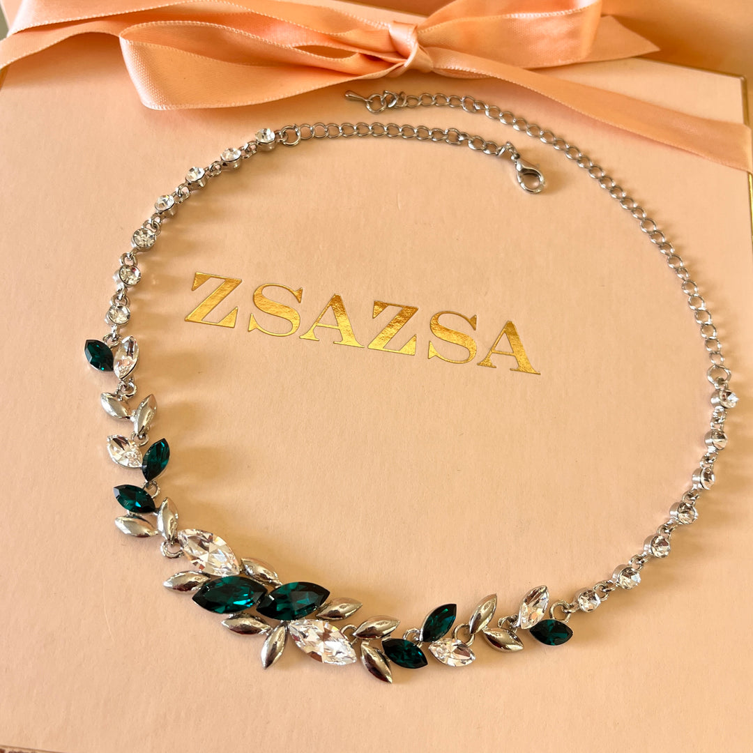 Marquise dark green Swarovski crystals set