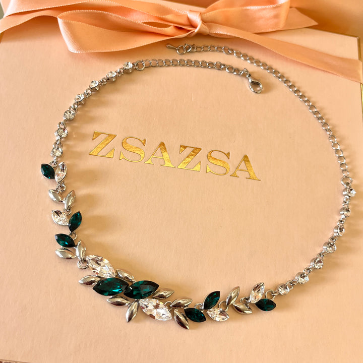 Marquise dark green Swarovski crystals set