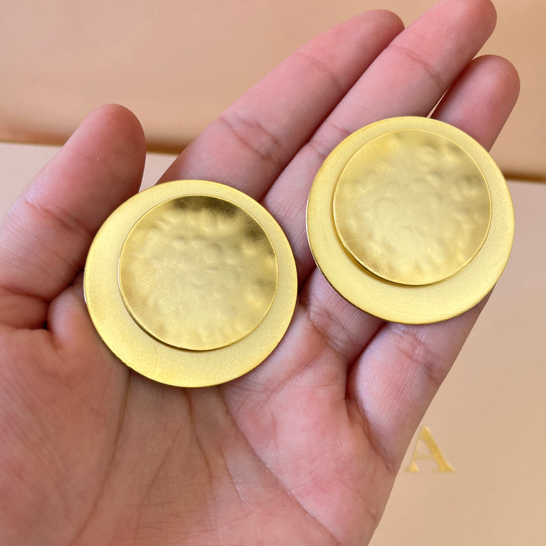 Gold round handmade studs
