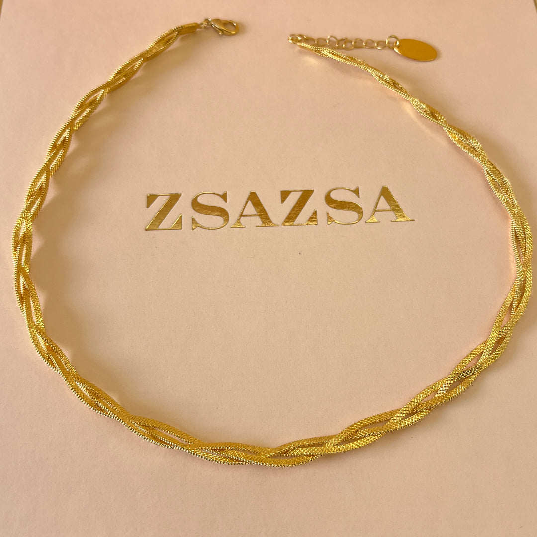 Twisted gold handmade necklace & bracelet