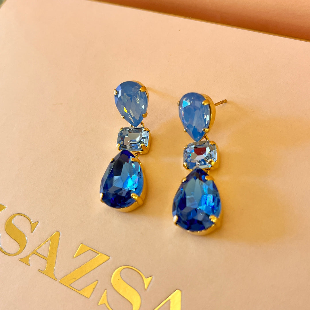Light blue and royal blue Swarovski crystals earrings