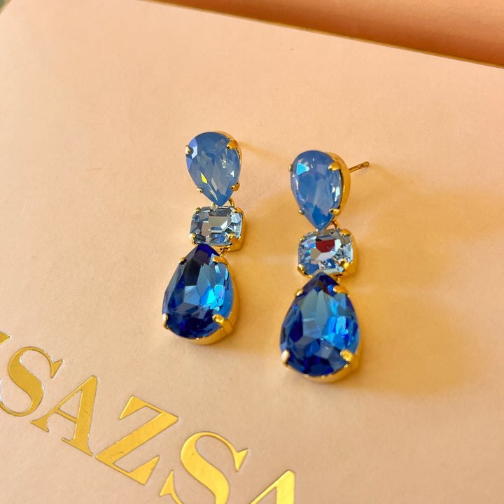 Light blue and royal blue Swarovski crystals earrings