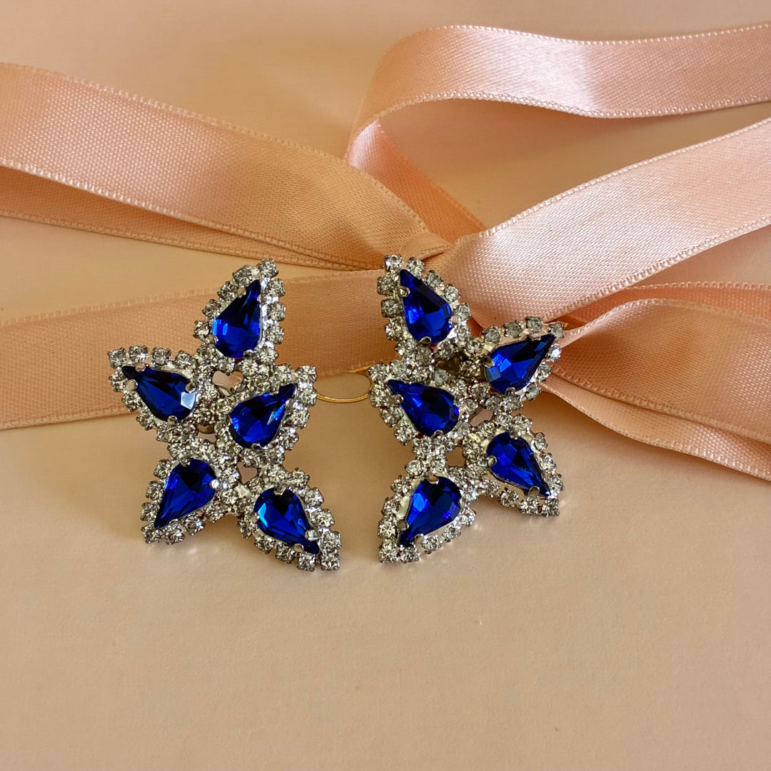 Royal blue Swarovski crystals silver set
