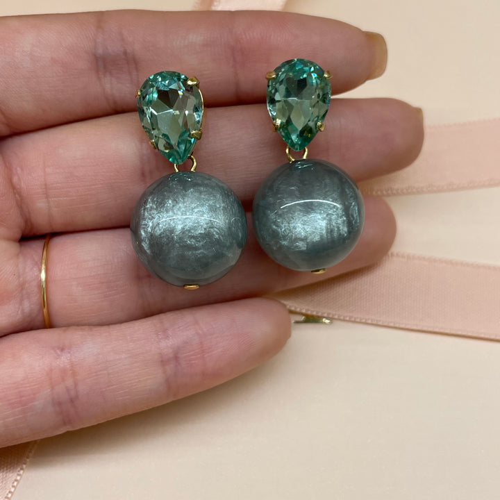 Green set Swarovski crystals