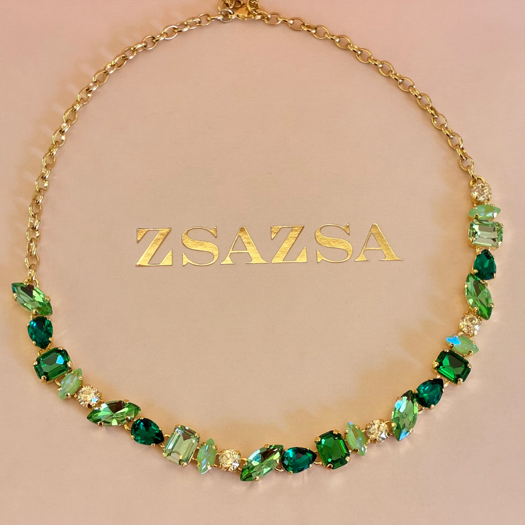 Green Swarovski crystals necklace