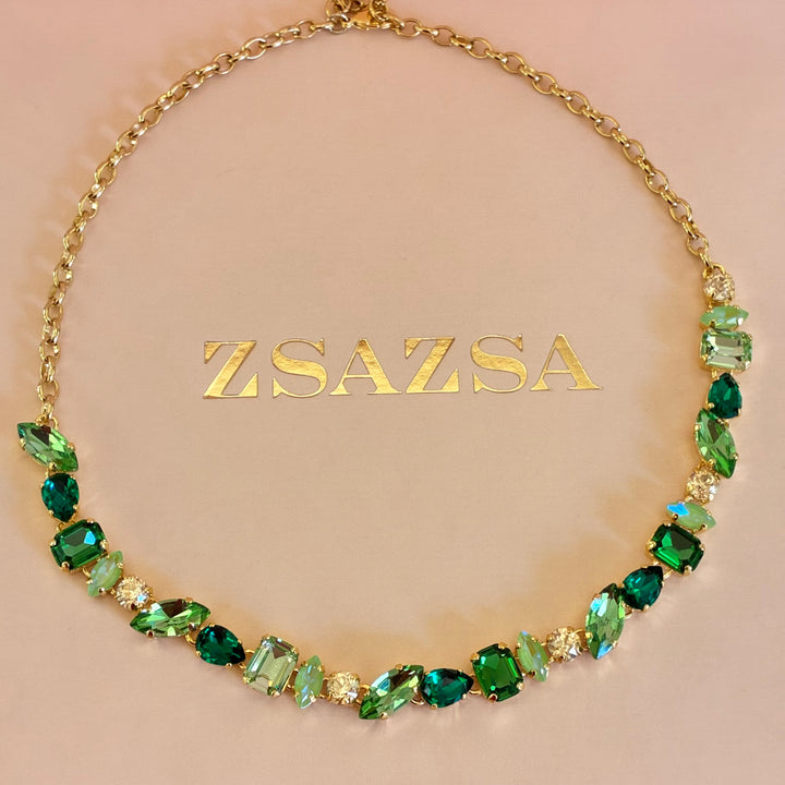 Green Swarovski crystals necklace