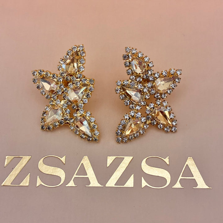 Champagne teardrops Swarovski crystals set