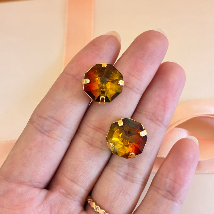 Bronze Swarovski crystals studs