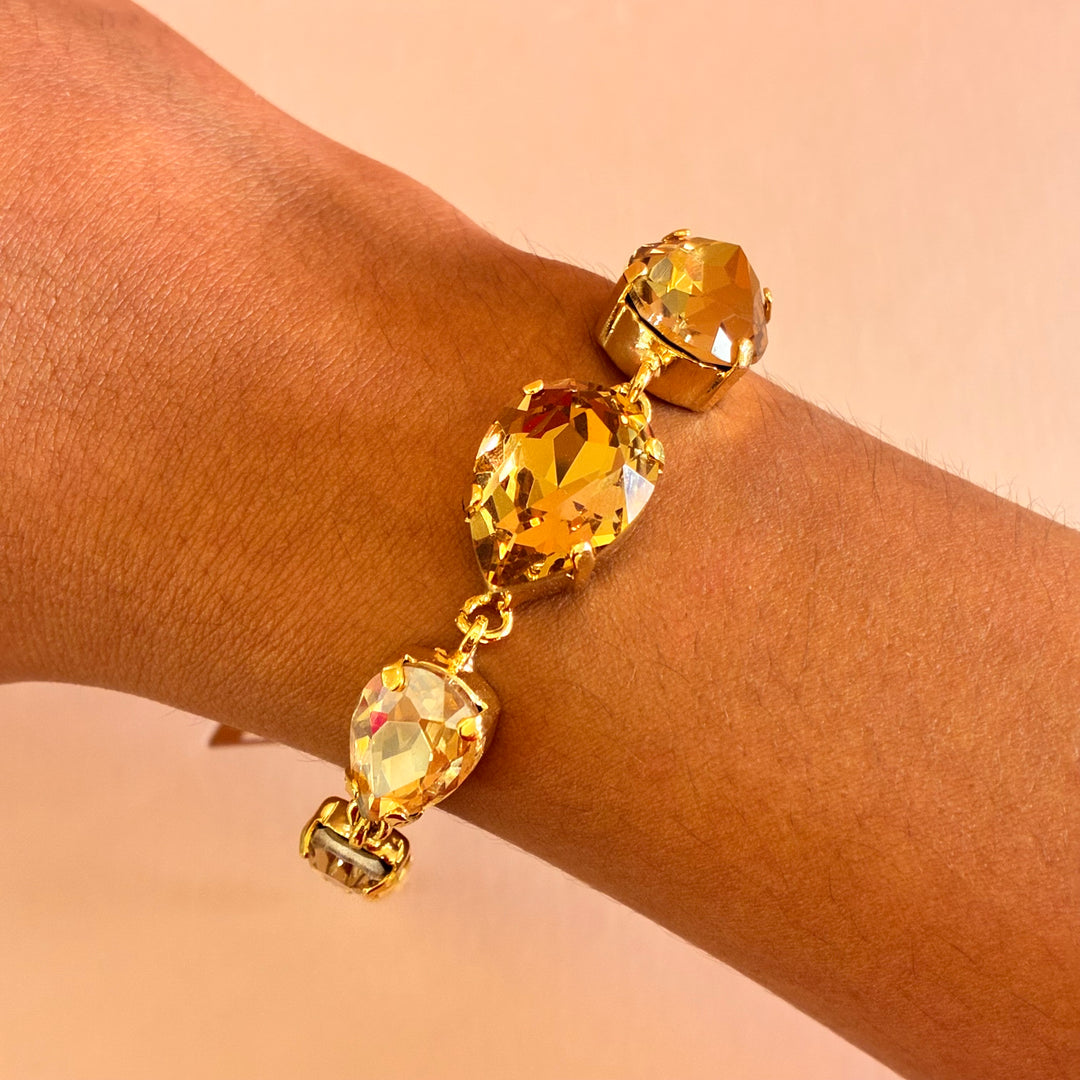 Teardrops champagne and bronze Preciosa crystals bracelet