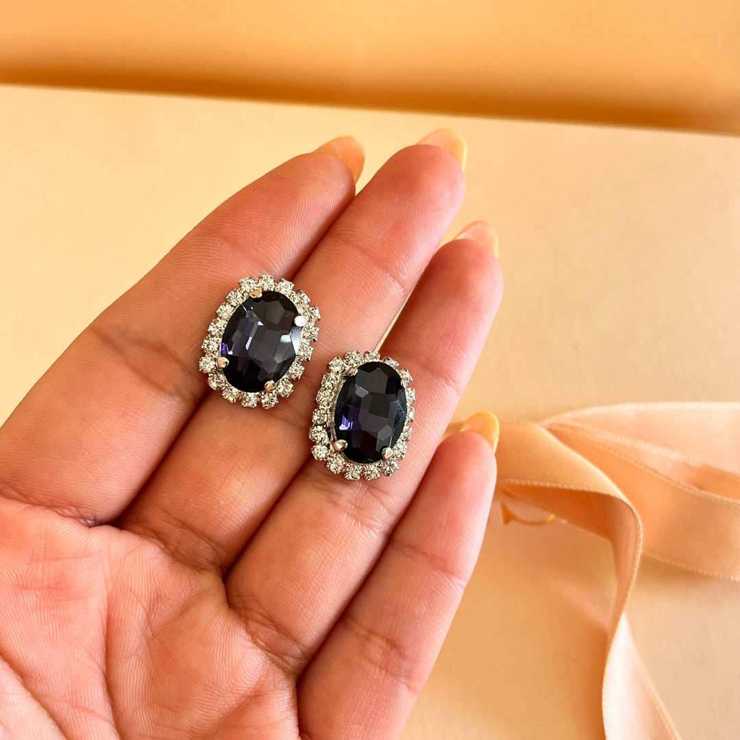 Purple oval preciosa crystals set