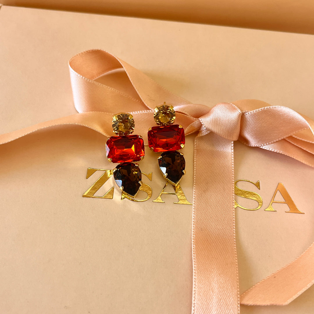 Mix of colour Swarovski crystals earrings