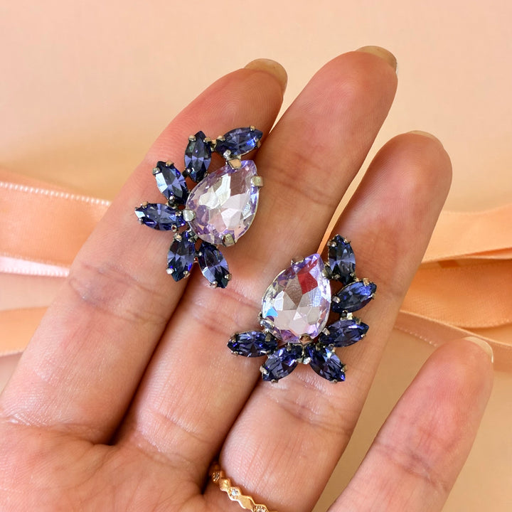 Purple and lilac teardrop silver plated set