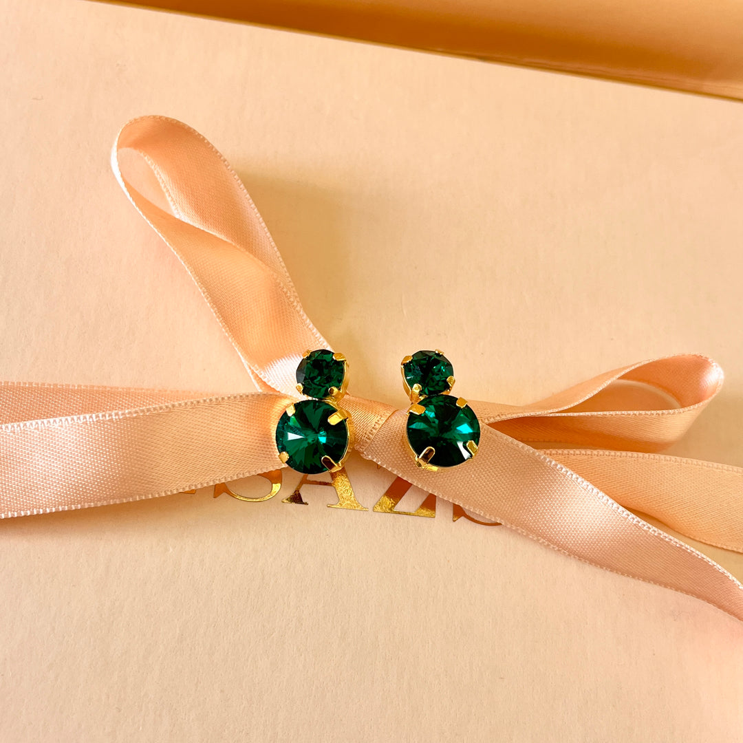 Dark green preciosa crystals studs