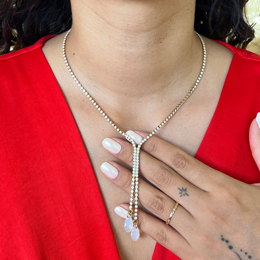 White Swarovski crystals necklace