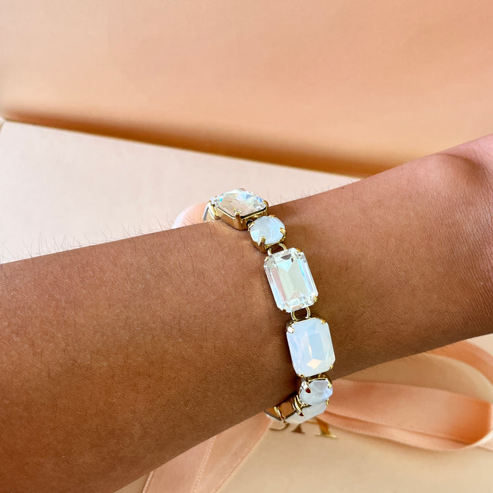 White Swarovski crystals bracelet