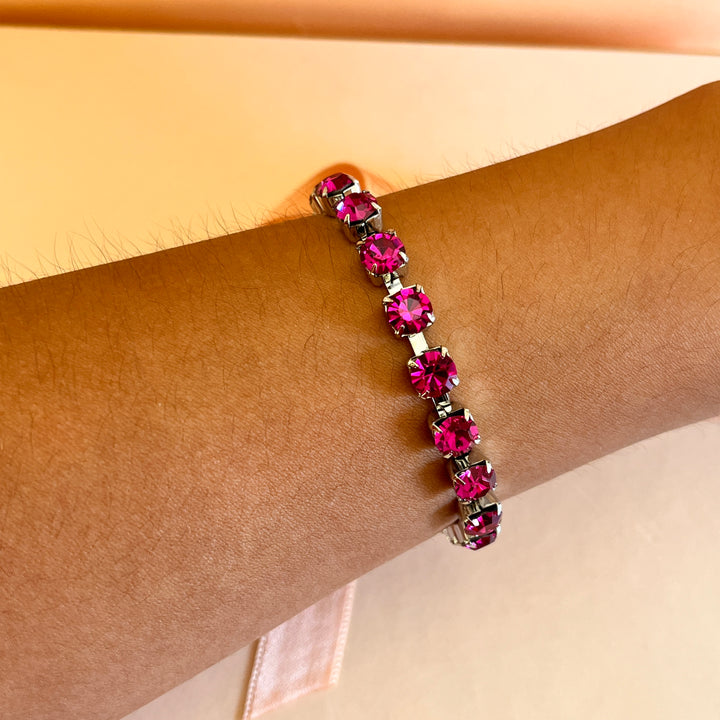 Fuchsia Swarovski crystals bracelet