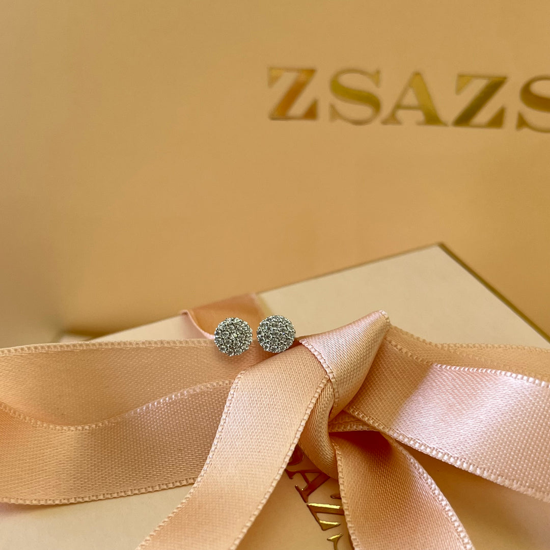 Round zircone silver studs