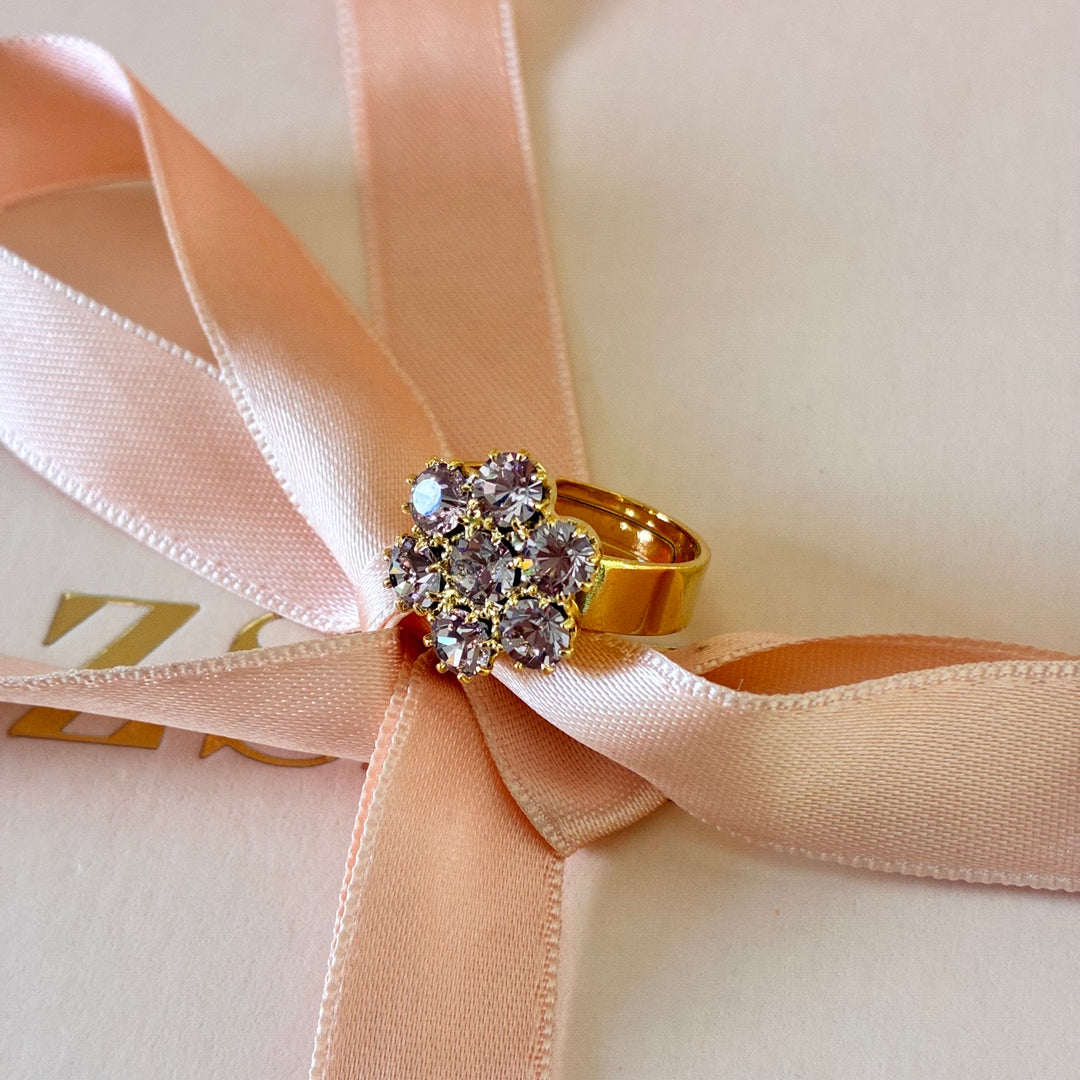 Lilac Preciosa crystals gold plated flower set