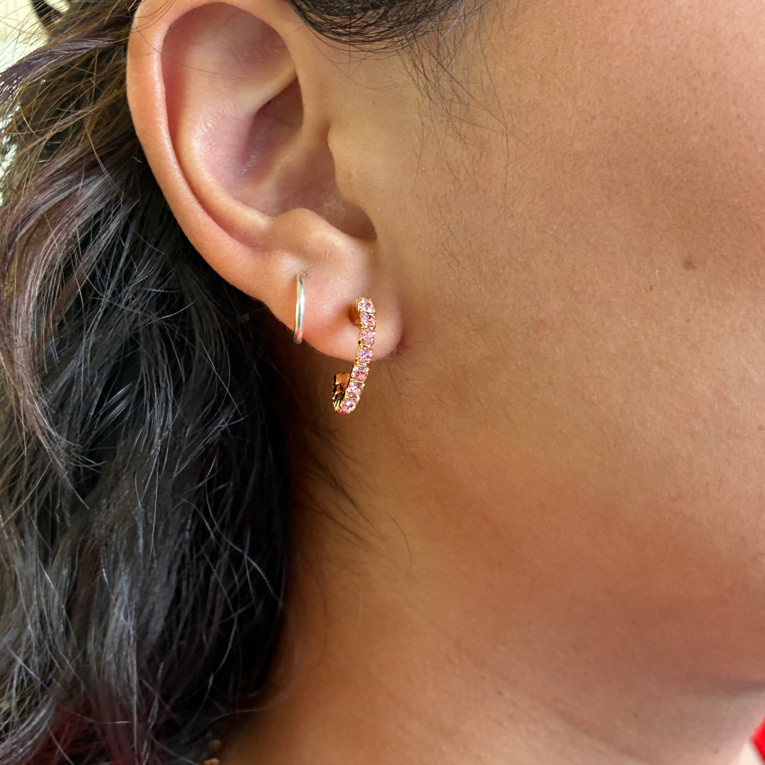 Pink Swarovski crystals gold plated set