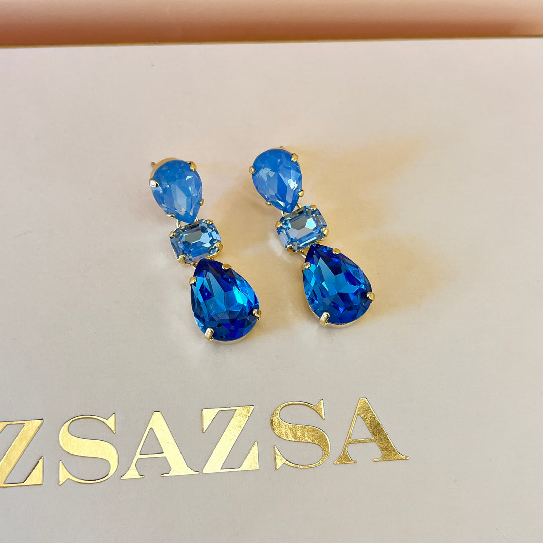 Light blue and royal blue Swarovski crystals earrings