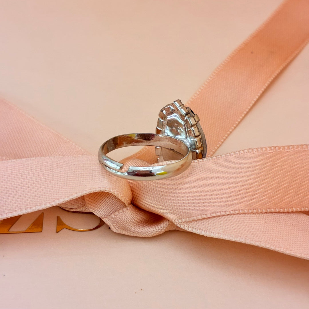 Teardrop royal blue Preciosa crystals silver ring