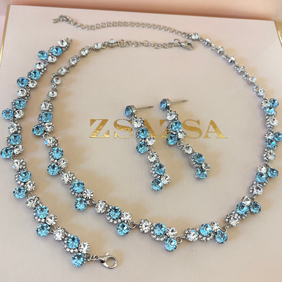 Turquoise elegant Swarovski crystals set