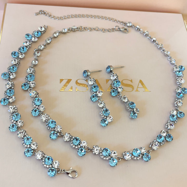 Turquoise elegant Swarovski crystals set