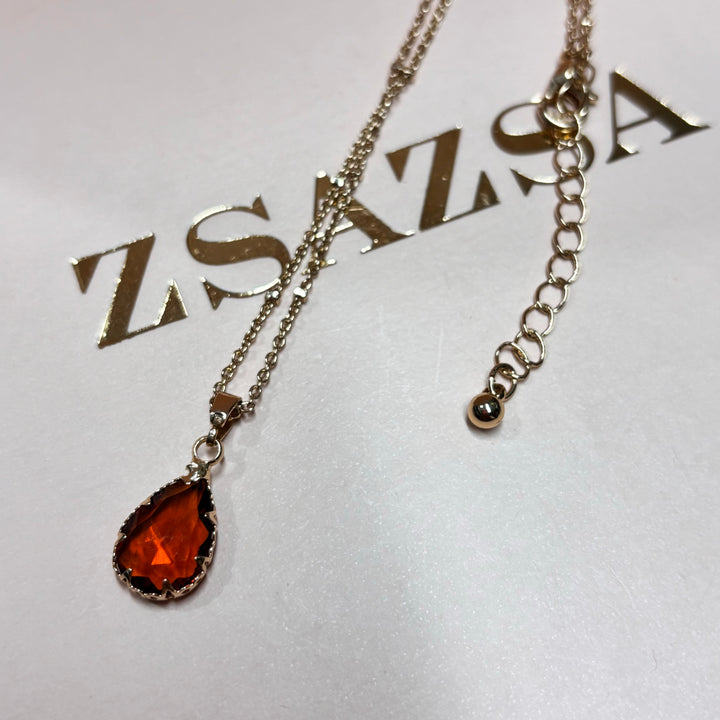 Teardrop brown rhinestone pendant