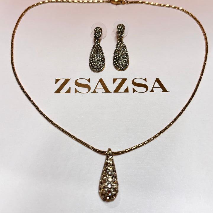 Teardrop bronze rhinestone set