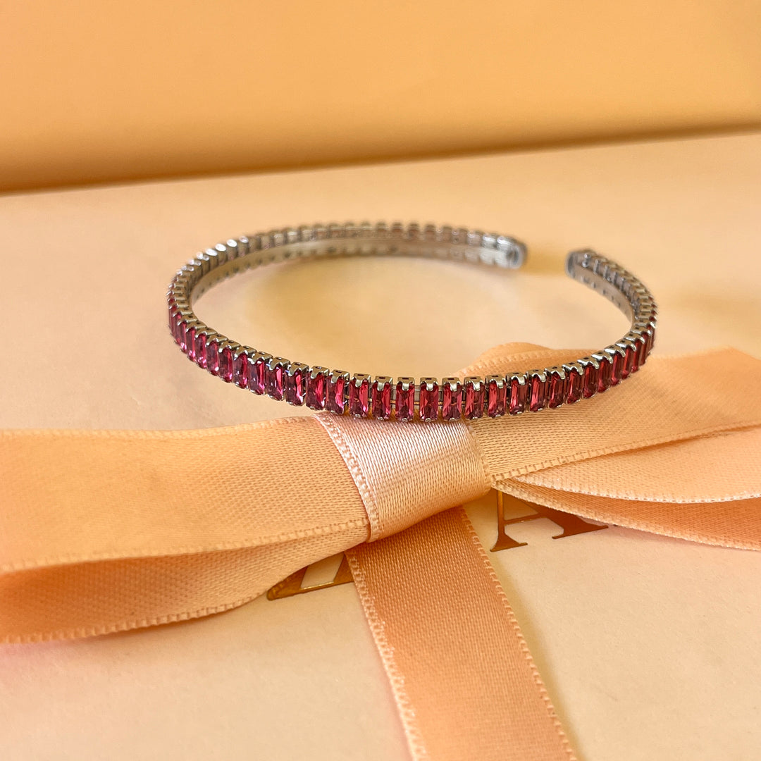 Magenta zircone bangle and ring