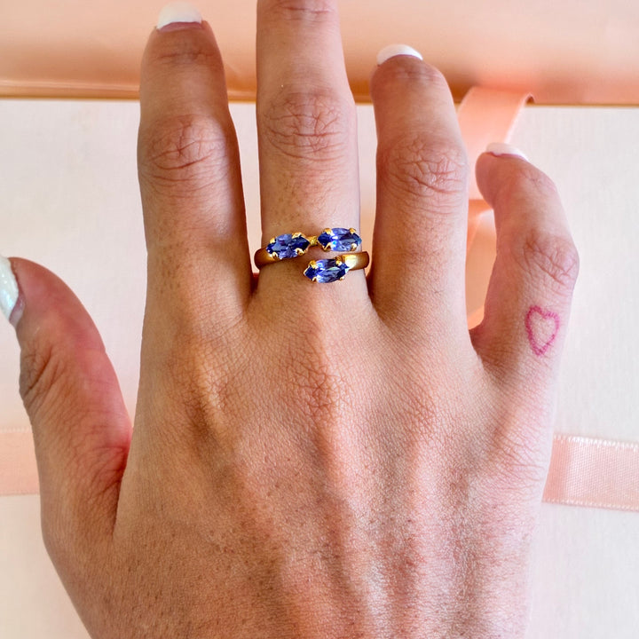 Purple marquise Swarovski crystals ring