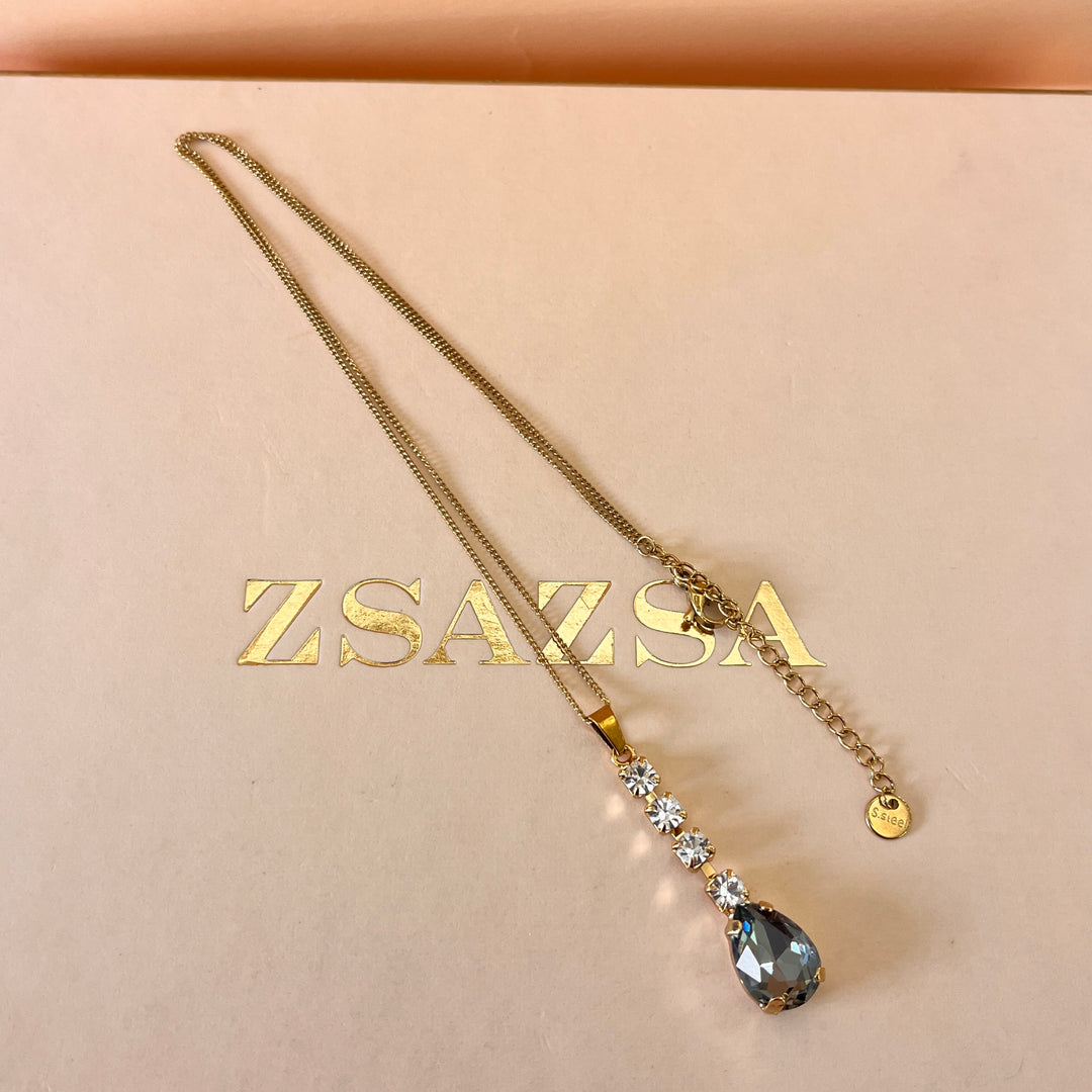 Grey teardrop Preciosa crystals pendant