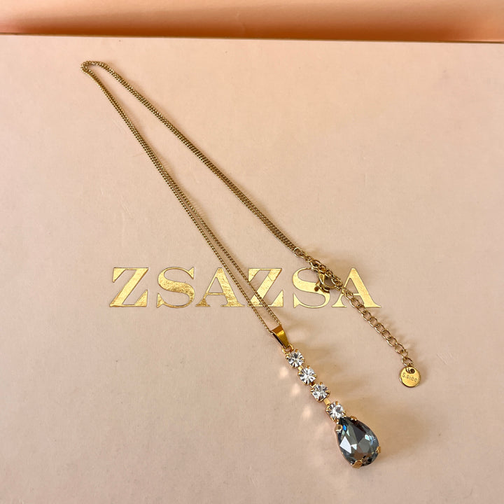 Grey teardrop Preciosa crystals pendant