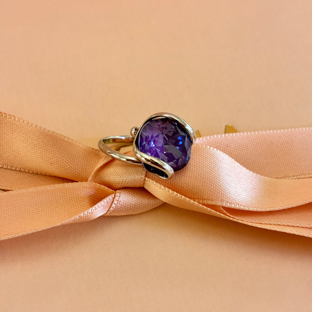 Murano purple pendant silver set