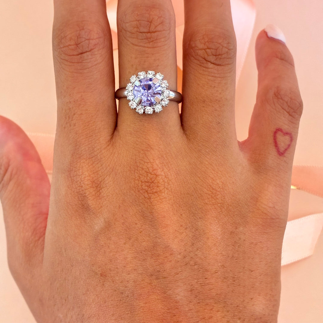 Lilac dainty Preciosa crystals silver set