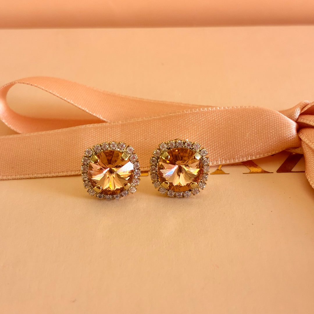 Peach swarovski crystals earrings