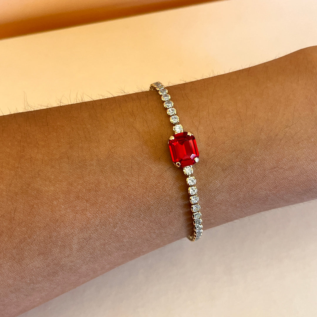 Red Swarovski crystals bracelet