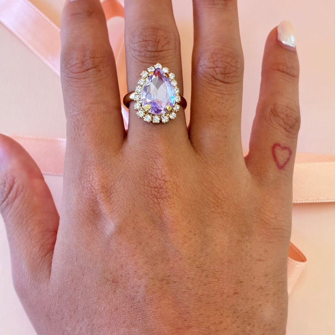 Teardrop lilac Preciosa crystals gold plated set