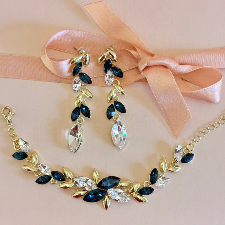 Marquise navy blue Swarovski crystals set