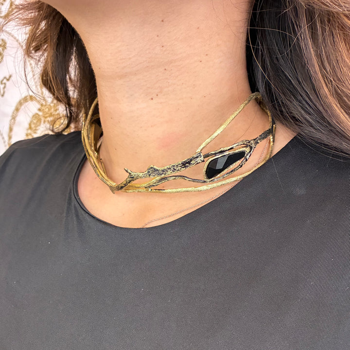 Handmade black gold plated choker and bangle