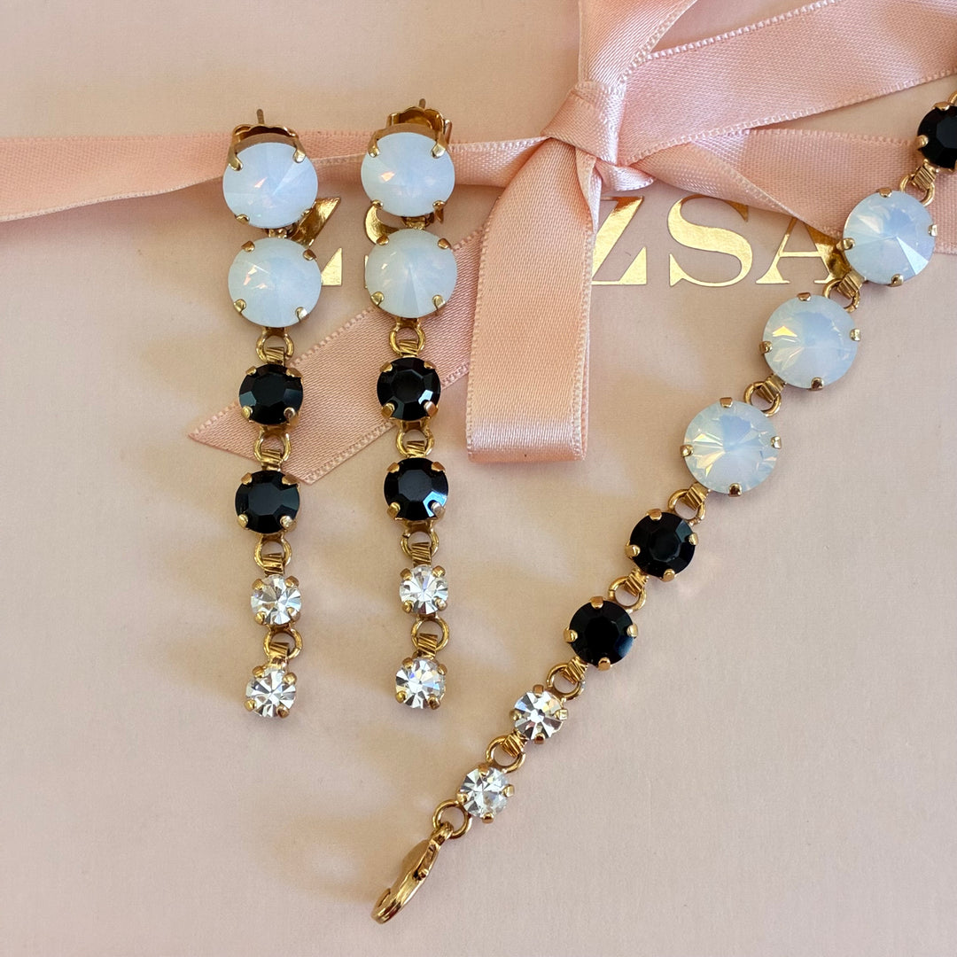 Black and white preciosa crystals set