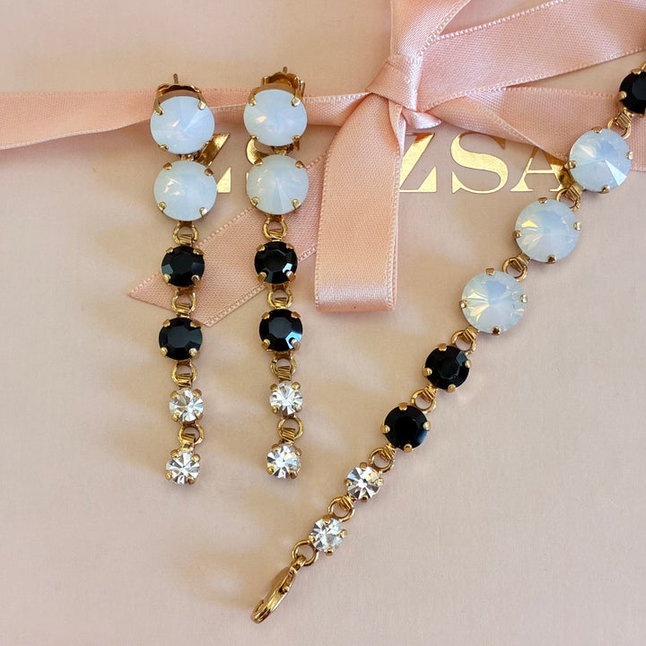 Black and white preciosa crystals set