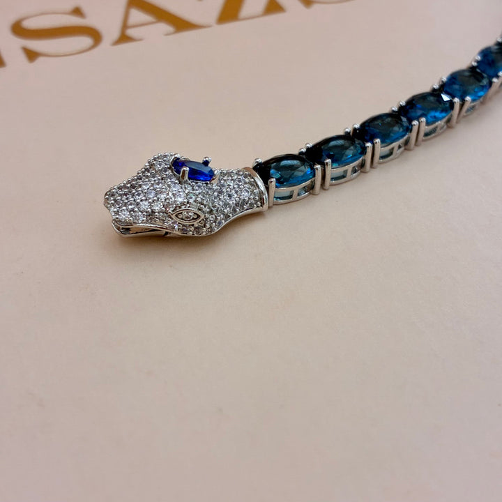 Snake navy blue zircone set