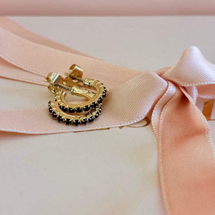 Black preciosa crystals hoops