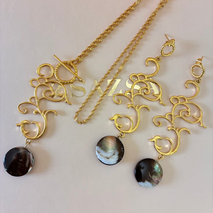 Brown handmade gold plated set