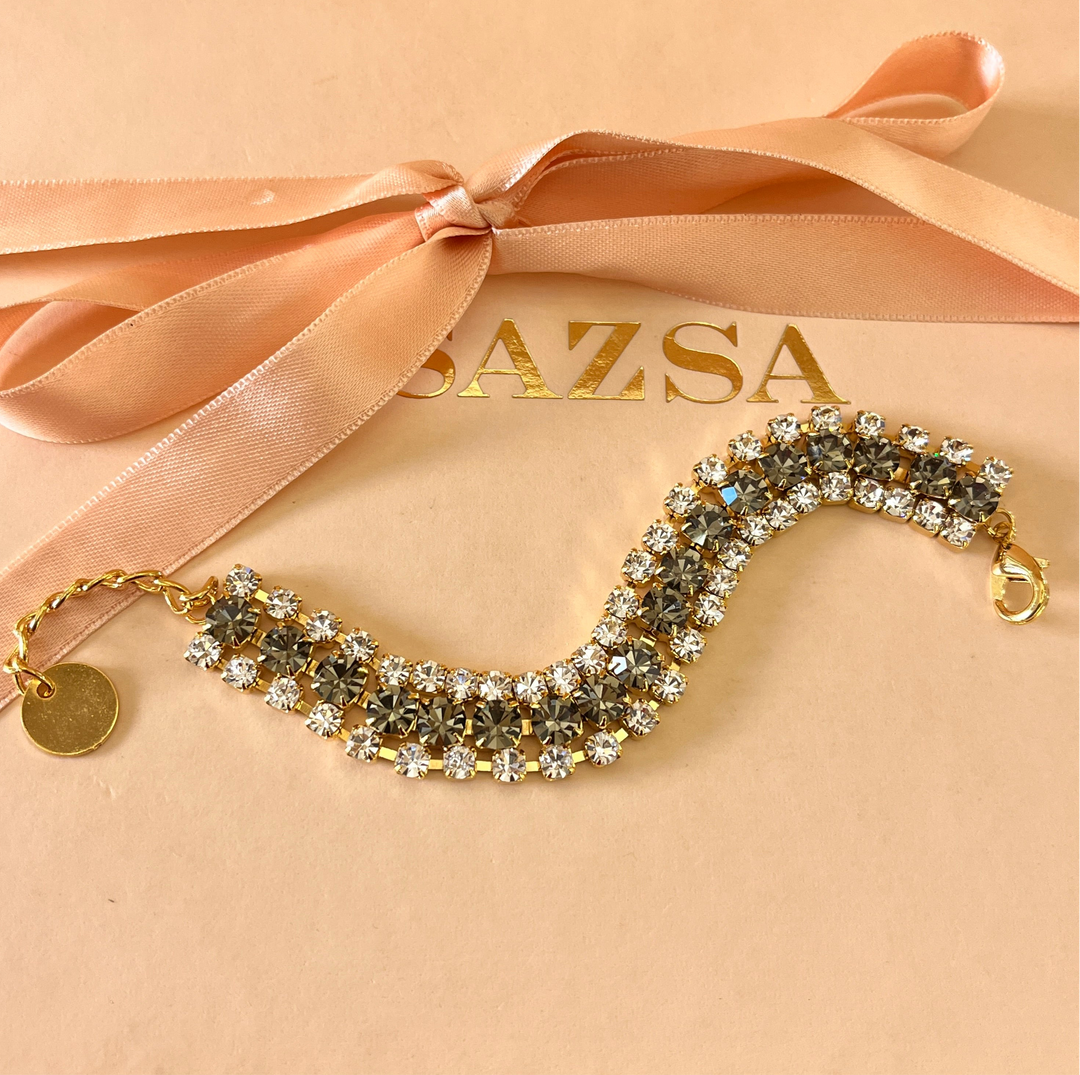 Grey preciosa crystals 3 rows bracelet